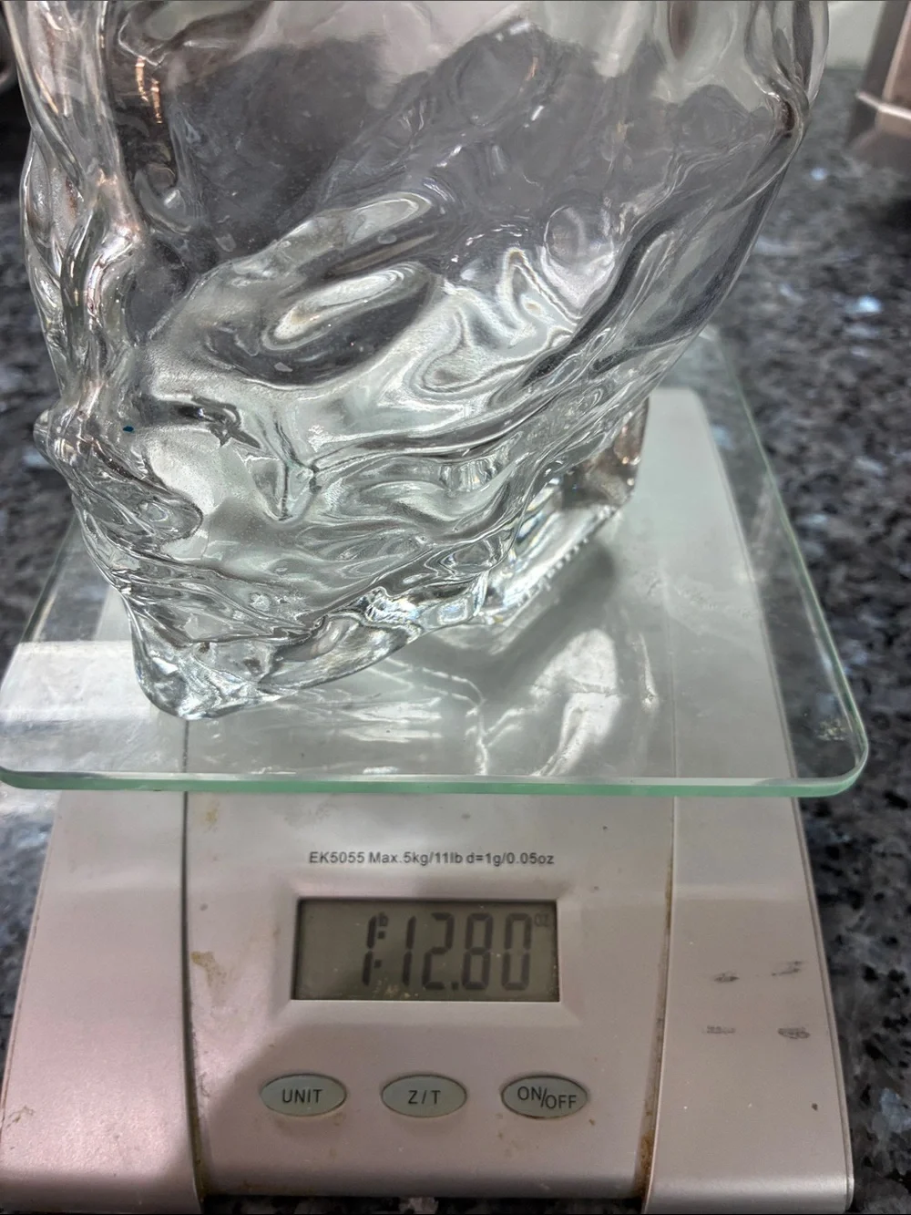 Clear Glass Skull Bottle with Silver Cap